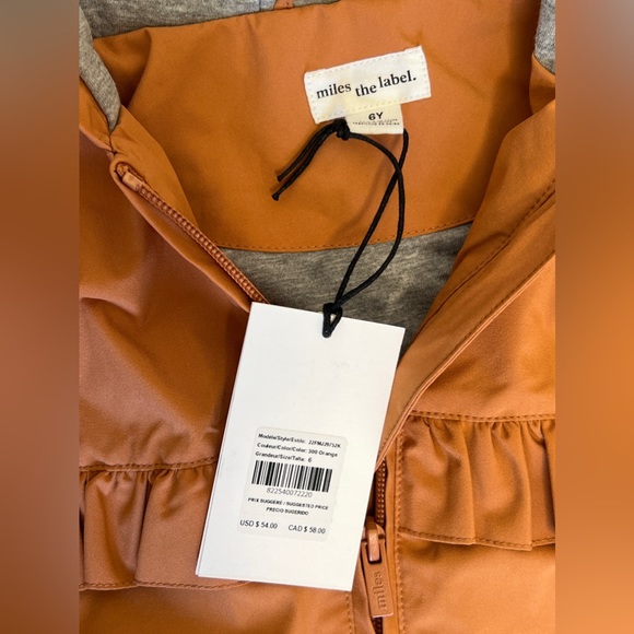 Miles the label rust orange ruffle girls rain coat jacket - Picture 3 of 5